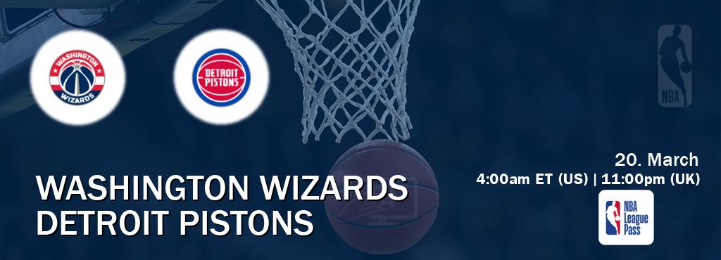 You can watch game live between Washington Wizards and Detroit Pistons on NBA League Pass.