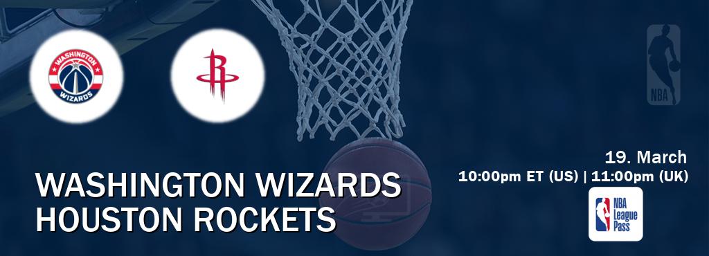 You can watch game live between Washington Wizards and Houston Rockets on NBA League Pass.