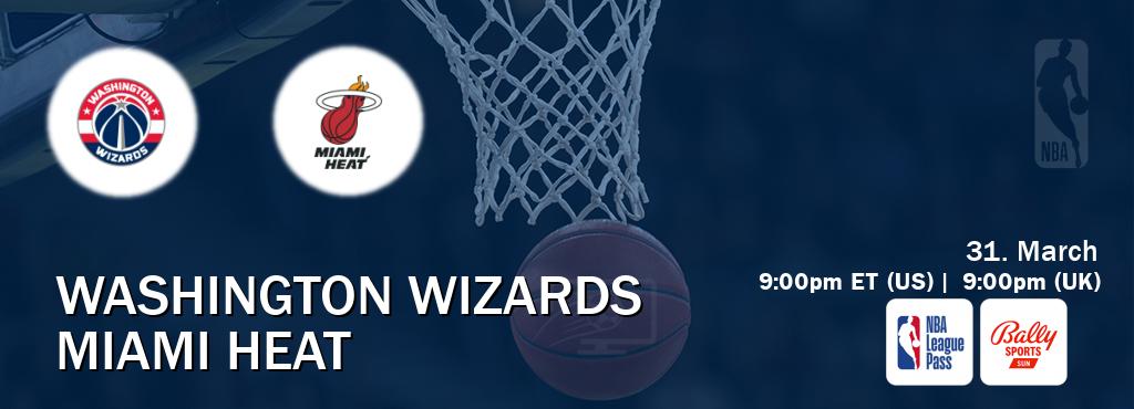 You can watch game live between Washington Wizards and Miami Heat on NBA League Pass and Bally Sports Sun(US).