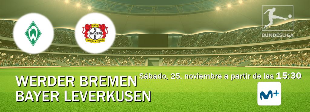 El partido entre Werder Bremen y Bayer Leverkusen será retransmitido por Moviestar+ (sábado, 25. noviembre a partir de las  15:30).