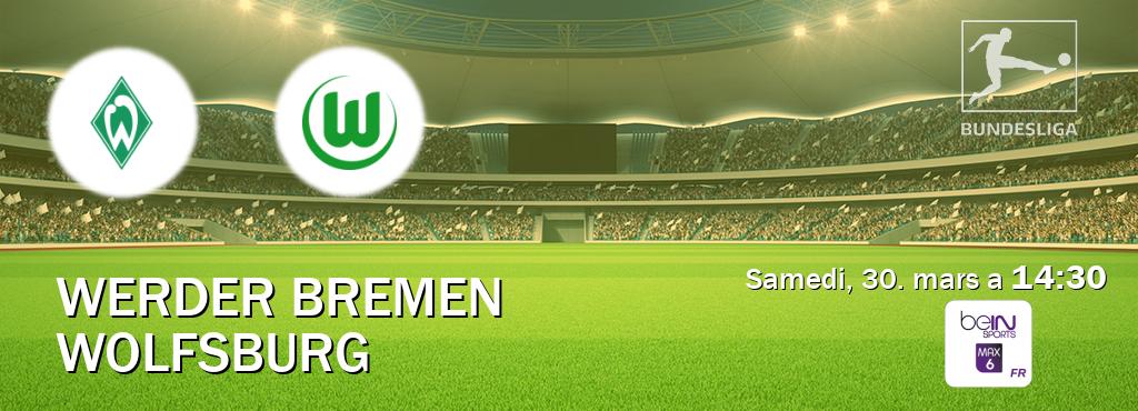 Match entre Werder Bremen et Wolfsburg en direct à la beIN Sports 6 Max (samedi, 30. mars a  14:30).
