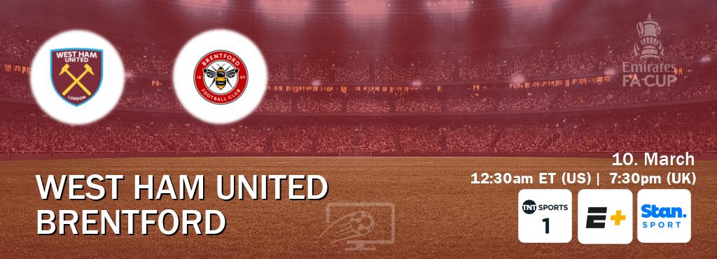 You can watch game live between West Ham United and Brentford on TNT Sports 1(UK), ESPN+(US), Stan Sport(AU).