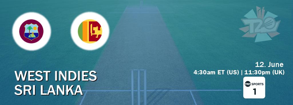 You can watch game live between West Indies and Sri Lanka on TNT Sports 1(UK).