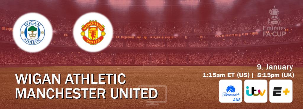 You can watch game live between Wigan Athletic and Manchester United on Paramount+ Australia(AU), ITV(UK), ESPN+(US).
