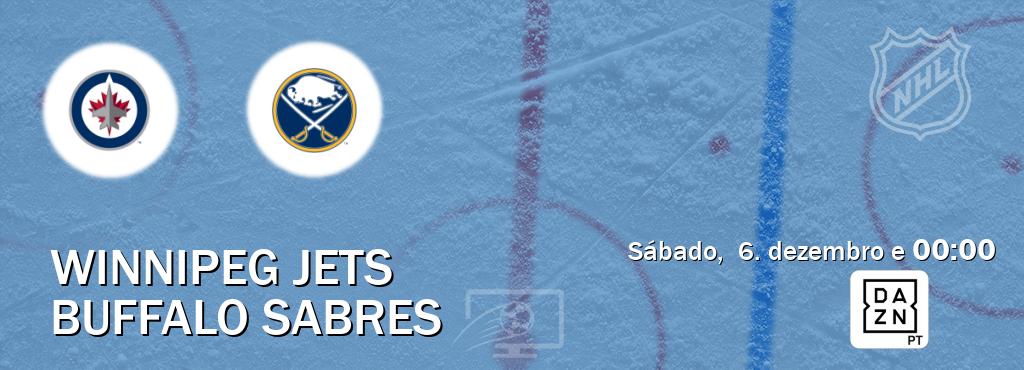 Jogo entre Winnipeg Jets e Buffalo Sabres tem emissão DAZN (sábado,  6. dezembro e  00:00).