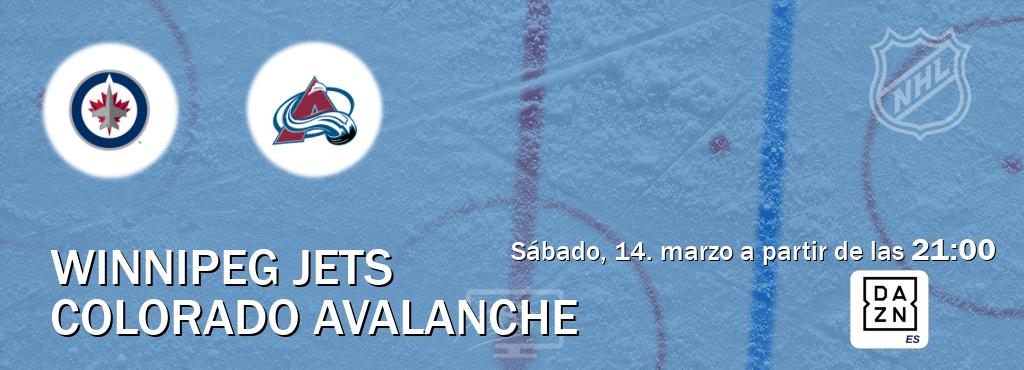 El partido entre Winnipeg Jets y Colorado Avalanche será retransmitido por DAZN España (sábado, 14. marzo a partir de las  21:00).