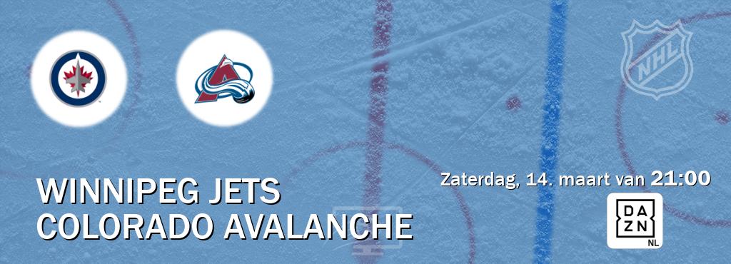 Wedstrijd tussen Winnipeg Jets en Colorado Avalanche live op tv bij DAZN (zaterdag, 14. maart van 21:00). Wedstrijd tussen Winnipeg Jets en Colorado Avalanche live op tv bij DAZN (zaterdag, 14. maart van 21:00).