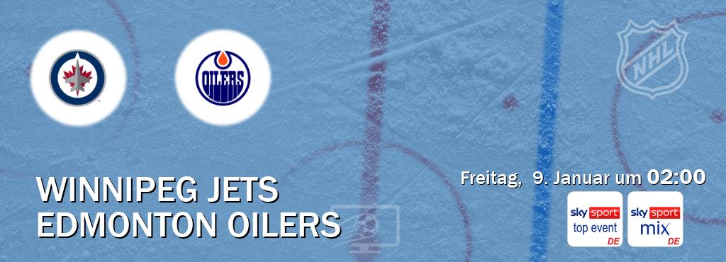 Das Spiel zwischen Winnipeg Jets und Edmonton Oilers wird am Freitag,  9. Januar um  02:00, live vom Sky Sport Top Event und Sky Sport Mix übertragen.
