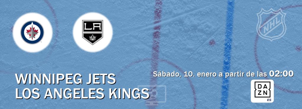 El partido entre Winnipeg Jets y Los Angeles Kings será retransmitido por DAZN España (sábado, 10. enero a partir de las  02:00).
