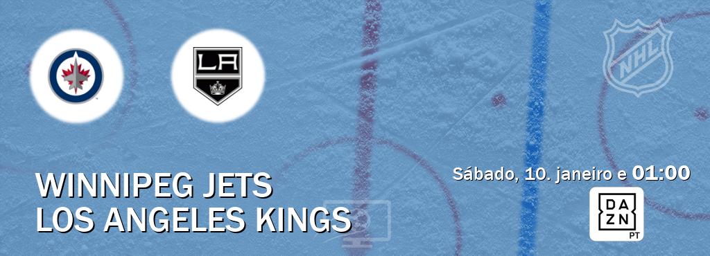 Jogo entre Winnipeg Jets e Los Angeles Kings tem emissão DAZN (sábado, 10. janeiro e  01:00).
