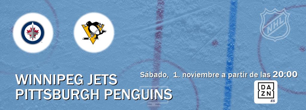 El partido entre Winnipeg Jets y Pittsburgh Penguins será retransmitido por DAZN España (sábado, 1. noviembre a partir de las 20:00). El partido entre Winnipeg Jets y Pittsburgh Penguins será retransmitido por DAZN España (sábado, 1. noviembre a partir de las 20:00).
