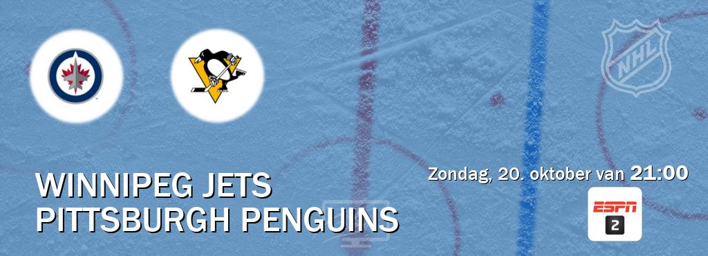 Wedstrijd tussen Winnipeg Jets en Pittsburgh Penguins live op tv bij ESPN 2 (zondag, 20. oktober van  21:00).