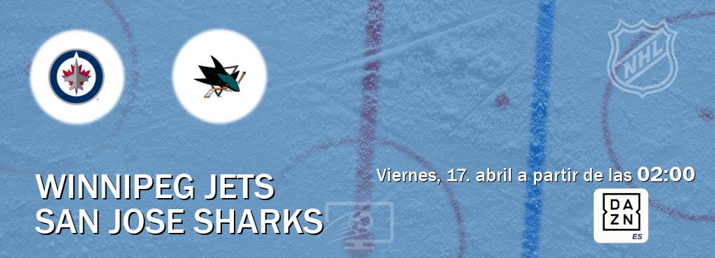 El partido entre Winnipeg Jets y San Jose Sharks será retransmitido por DAZN España (viernes, 17. abril a partir de las  02:00).