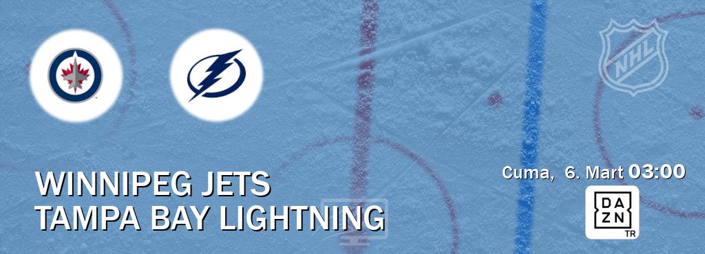 Karşılaşma Winnipeg Jets - Tampa Bay Lightning DAZN'den canlı yayınlanacak (Cuma,  6. Mart  03:00).