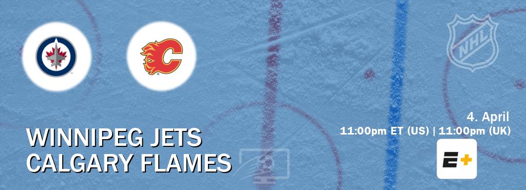 You can watch game live between Winnipeg Jets and Calgary Flames on ESPN+(US).