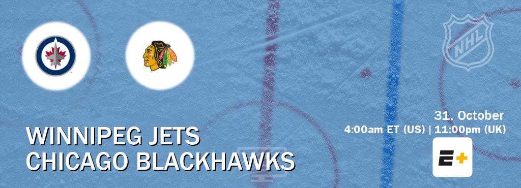 You can watch game live between Winnipeg Jets and Chicago Blackhawks on ESPN+(US). You can watch game live between Winnipeg Jets and Chicago Blackhawks on ESPN+(US).