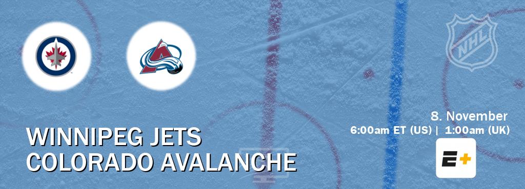 You can watch game live between Winnipeg Jets and Colorado Avalanche on ESPN+(US).