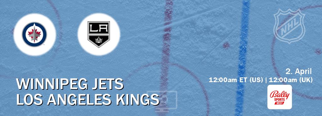 You can watch game live between Winnipeg Jets and Los Angeles Kings on Bally Sports West(US).