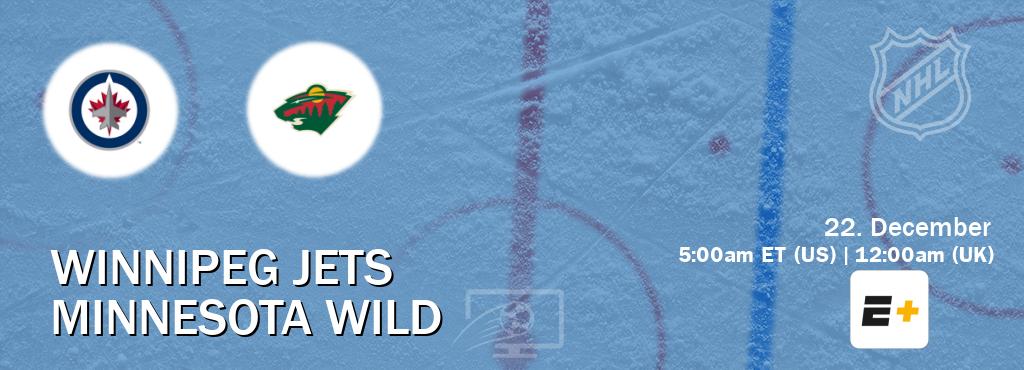 You can watch game live between Winnipeg Jets and Minnesota Wild on ESPN+(US).