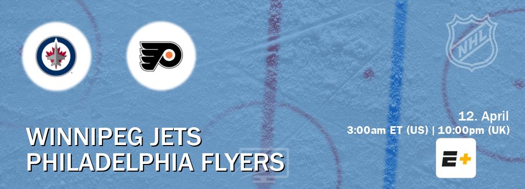 You can watch game live between Winnipeg Jets and Philadelphia Flyers on ESPN+(US). You can watch game live between Winnipeg Jets and Philadelphia Flyers on ESPN+(US).