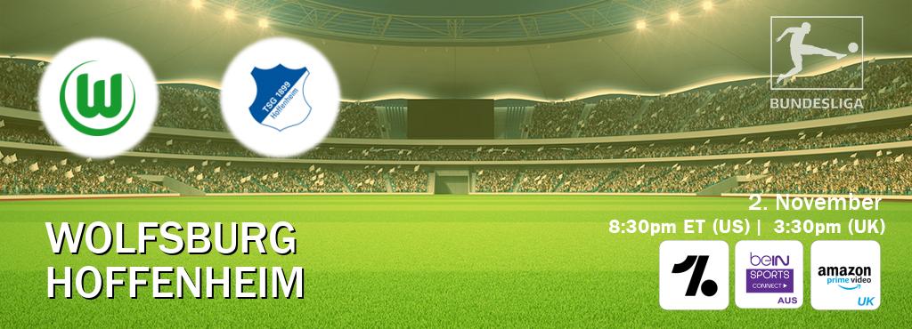 You can watch game live between Wolfsburg and Hoffenheim on OneFootball, beIN Sports Connect(AU), Amazon Prime Video UK(UK). You can watch game live between Wolfsburg and Hoffenheim on OneFootball, beIN Sports Connect(AU), Amazon Prime Video UK(UK).