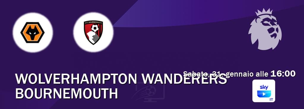 Il match Wolverhampton Wanderers - Bournemouth sarà trasmesso in diretta TV su SKY Go Italia (ore 16:00)