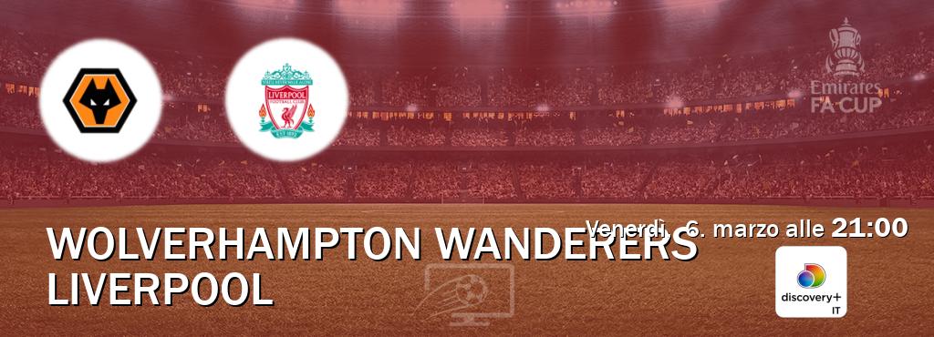 Il match Wolverhampton Wanderers - Liverpool sarà trasmesso in diretta TV su Discovery + (ore 21:00) Il match Wolverhampton Wanderers - Liverpool sarà trasmesso in diretta TV su Discovery + (ore 21:00)