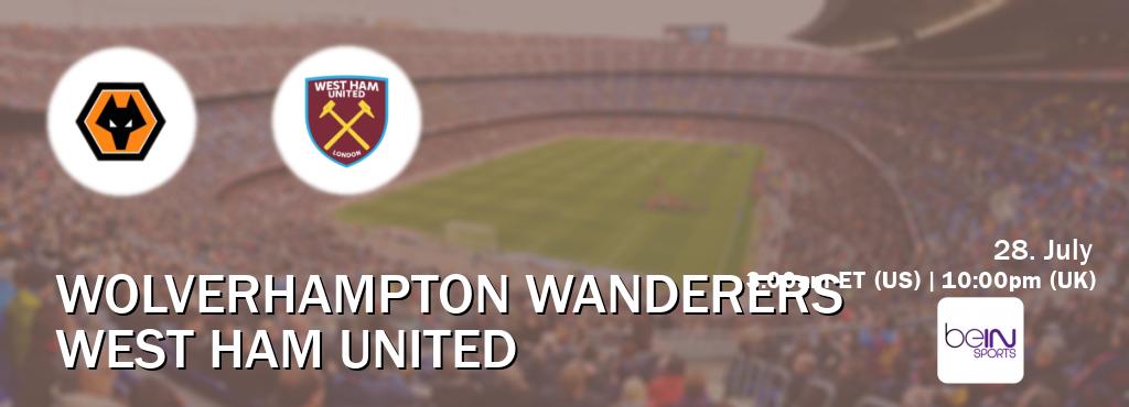 You can watch game live between Wolverhampton Wanderers and West Ham United on beIN SPORTS USA(US).