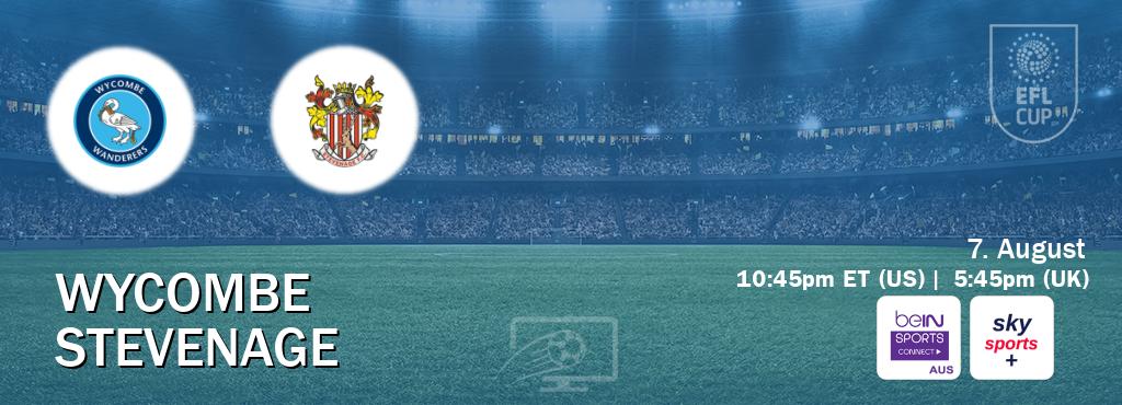 You can watch game live between Wycombe and Stevenage on beIN Sports Connect(AU) and Sky Sports+(UK).