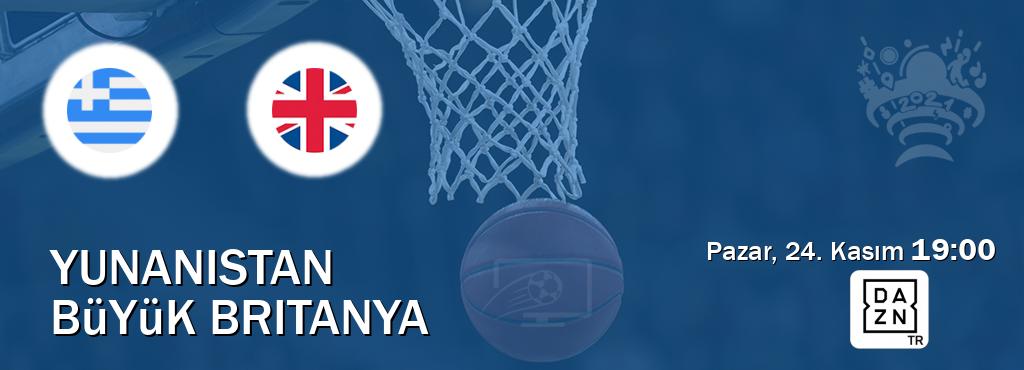 Karşılaşma Yunanistan - Büyük Britanya DAZN'den canlı yayınlanacak (Pazar, 24. Kasım  19:00).