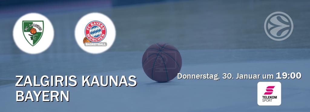 Das Spiel zwischen Zalgiris Kaunas und Bayern wird am Donnerstag, 30. Januar um  19:00, live vom Magenta Sport übertragen.