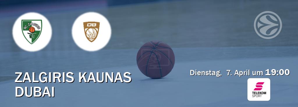 Das Spiel zwischen Zalgiris Kaunas und Dubai wird am Dienstag,  7. April um  19:00, live vom Magenta Sport übertragen.