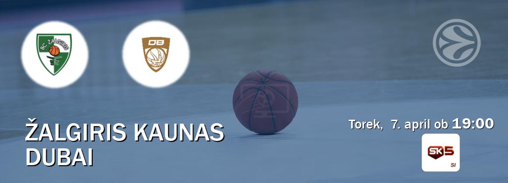 Prenos tekme med Žalgiris Kaunas in Dubai v živo na Sportklub 5 (torek,  7. april ob  19:00 uri).