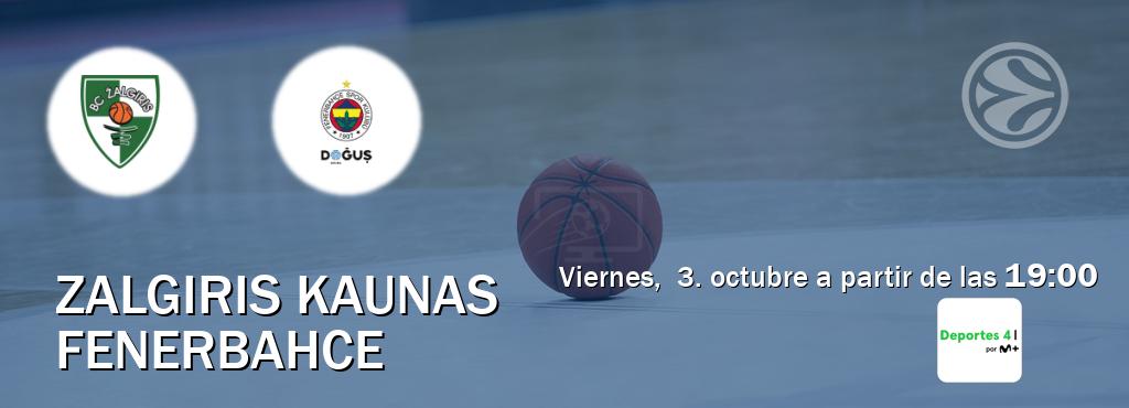 El partido entre Zalgiris Kaunas y Fenerbahce será retransmitido por Movistar Deportes 4 (viernes, 3. octubre a partir de las 19:00). El partido entre Zalgiris Kaunas y Fenerbahce será retransmitido por Movistar Deportes 4 (viernes, 3. octubre a partir de las 19:00).