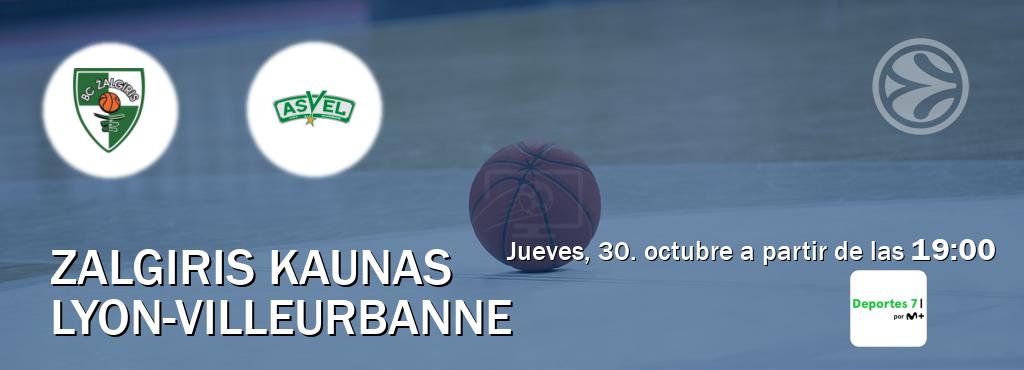 El partido entre Zalgiris Kaunas y Lyon-Villeurbanne será retransmitido por Movistar Deportes 7 (jueves, 30. octubre a partir de las  19:00).