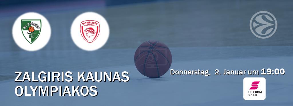 Das Spiel zwischen Zalgiris Kaunas und Olympiakos wird am Donnerstag,  2. Januar um  19:00, live vom Magenta Sport übertragen.