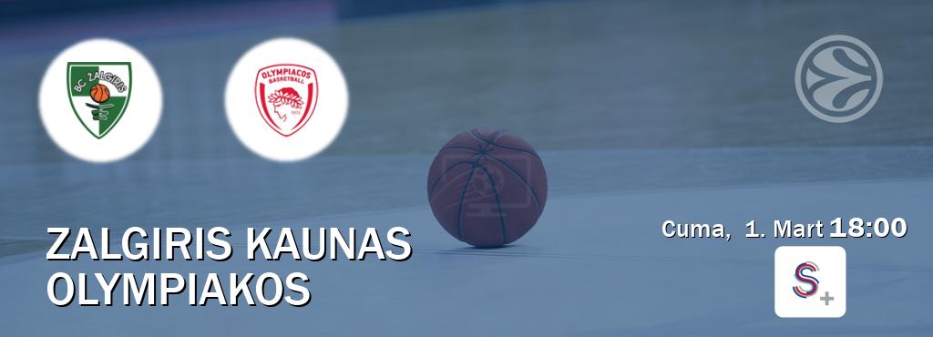 Karşılaşma Zalgiris Kaunas - Olympiakos S Sport +'den canlı yayınlanacak (Cuma,  1. Mart  18:00).