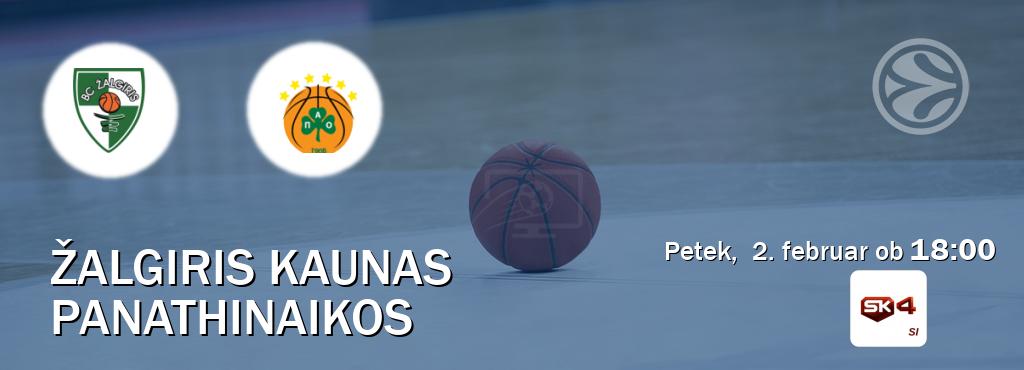 Prenos tekme med Žalgiris Kaunas in Panathinaikos v živo na Sportklub 4 (petek,  2. februar ob  18:00 uri).
