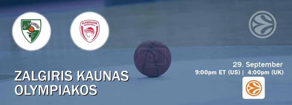 You can watch game live between Zalgiris Kaunas and Olympiakos on EuroLeague TV. You can watch game live between Zalgiris Kaunas and Olympiakos on EuroLeague TV.