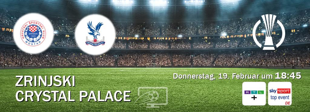 Das Spiel zwischen Zrinjski und Crystal Palace wird am Donnerstag, 19. Februar um 18:45, live vom RTL+ und Sky Sport Top Event übertragen. Das Spiel zwischen Zrinjski und Crystal Palace wird am Donnerstag, 19. Februar um 18:45, live vom RTL+ und Sky Sport Top Event übertragen.
