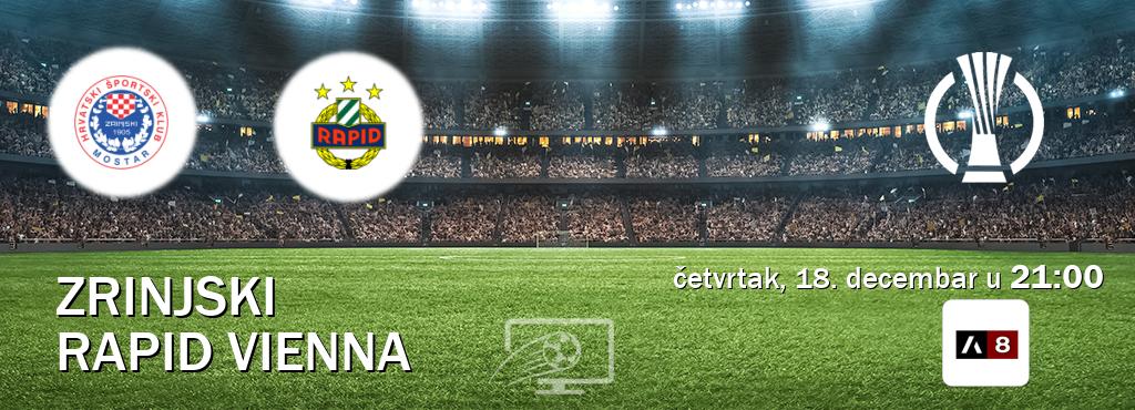 Izravni prijenos utakmice Zrinjski i Rapid Vienna pratite uživo na Arena Sport 8 (četvrtak, 18. decembar u  21:00).