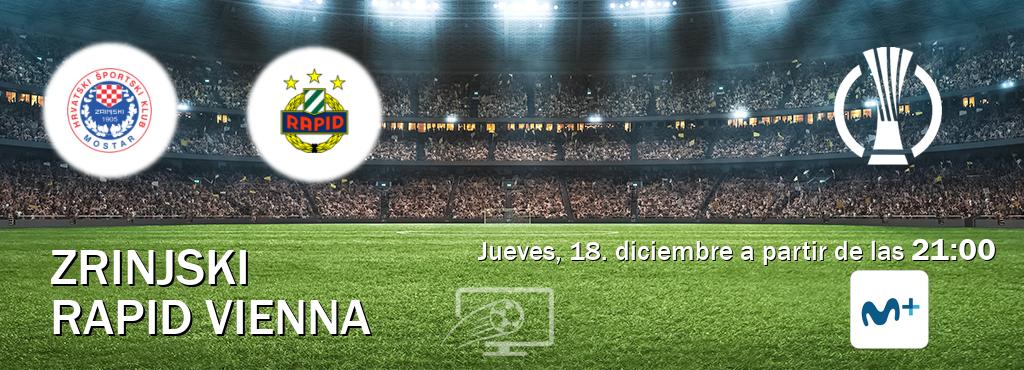 El partido entre Zrinjski y Rapid Vienna será retransmitido por Movistar Liga de Campeones  (jueves, 18. diciembre a partir de las  21:00).