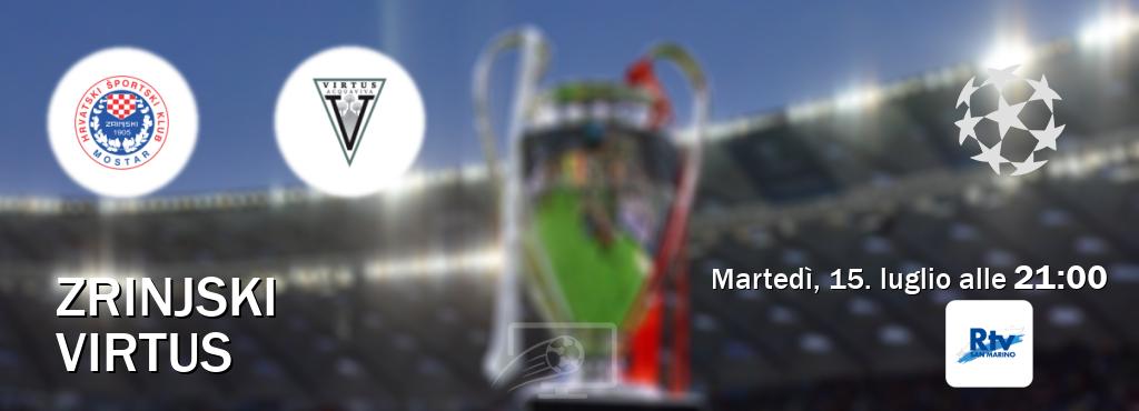 Il match Zrinjski - Virtus sarà trasmesso in diretta TV su San Marino RTV (ore 21:00)