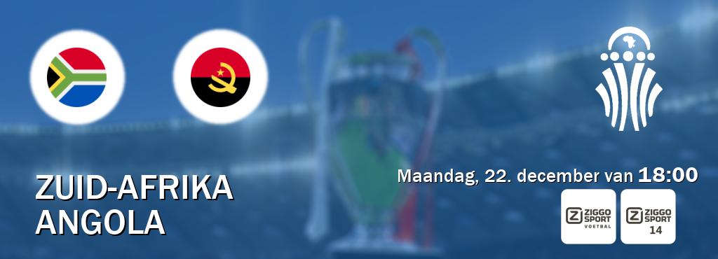 Wedstrijd tussen Zuid-Afrika en Angola live op tv bij Ziggo Sport, Ziggo Sport 14 (maandag, 22. december van  18:00).