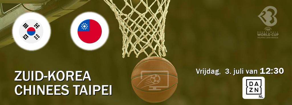 Wedstrijd tussen Zuid-Korea en Chinees Taipei live op tv bij DAZN (vrijdag,  3. juli van  12:30).