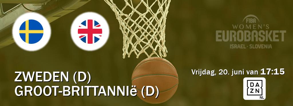 Wedstrijd tussen Zweden (D) en Groot-Brittannië (D) live op tv bij DAZN (vrijdag, 20. juni van  17:15).