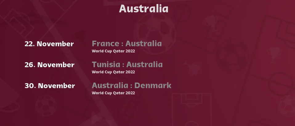 Australia - Next matches. For Live Streams and TV Listings check bellow.