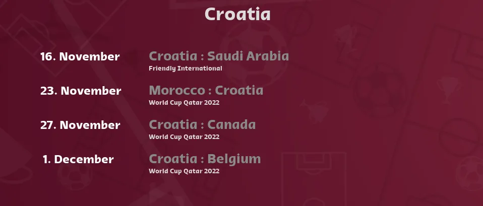 Croatia - Next matches. For Live Streams and TV Listings check bellow.
