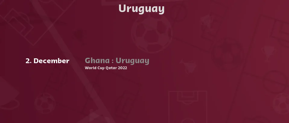 Uruguay - Next matches. For Live Streams and TV Listings check bellow.